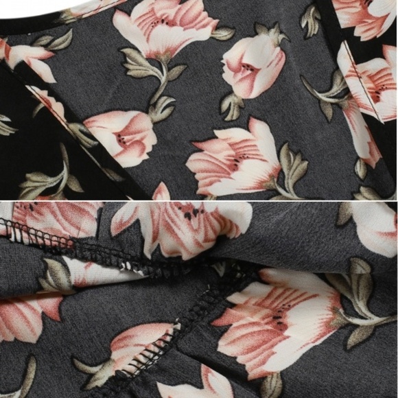 Black Floral Long Sleeve Romper - Picture 3 of 7